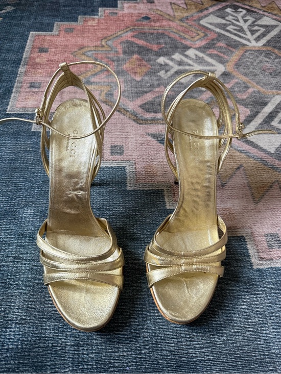 Gucci Shoes - Gucci Women's Gold Ankle Strap Heels
